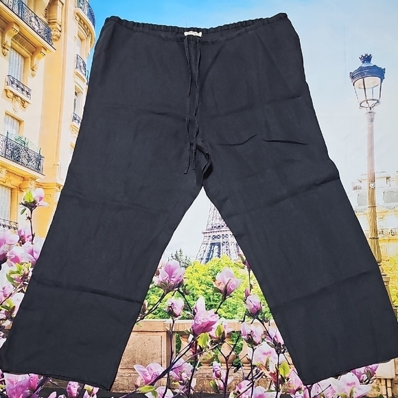 Eileen Fisher Gray Irish Linen Crop Pants Size Medium - Picture 3 of 7